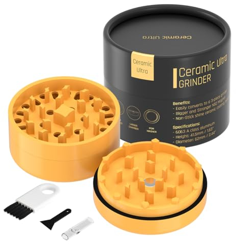 Grinder Ceramico Profesional ULTRA CERAMIC | HI-TECH Nano Cerámica Antiadherente | Sistema único De triple Imán neodimio N52 | 62mmØ de última Generación | Molino De Especias y Hierbas