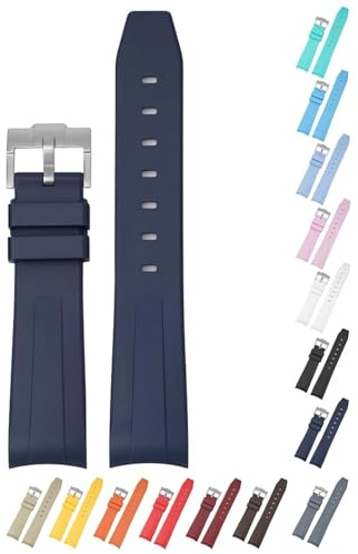 20 mm breites Gummiband mit gebogenem Ende für Rolex Daytona und GMT, Ersatz-Uhrenarmband mit Schnalle für Rolex-Uhren, Silikon-Gummi-Uhrenarmband, mehrere Farben