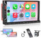 CAMECHO Doppio Din Radio con Wireless Carplay con Telecamera posteriore, 7 Pollici 2Din Android Auto Autoradio Touchscreen con Bluetooth 5.1 FM Mirror Link Controllo al Volante AUX EQ Sound USB/AUX/TF