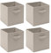 Homullel Foldable Storage Cube Boxes Set of 4, Storage Unit Box with Handle/Eyelet, Collapsible Storage Bins Organiser for Shelf Closet Organization (With Handle, Beige)