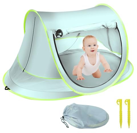 Baby Strandmuschel Strandzelt, Pop-up Baby Strand Zelt, Tragbar Extra Light Strandzelt, Sonnenzelt, UV50+ Schutz Perfekt für Familie Strand Camping, Wanderausflug, Garten, Grillparty