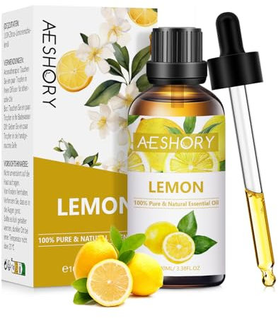 AESHORY Lemon Essential Oil 100ml, 100% Pure Natural Lemon Oil for Cleaning, Air Freshening, Diffuser, Humidifier, Aromatherapy, Home Fragrance,Soap & Candle Making