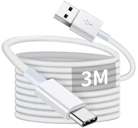 USB C Charger Cable 3M Long USB to USB C Cord for iPhone 16 Type C Charger Cable Fast Charging Cord Lead for iPhone 16 15 Pro Max,Samsung Galaxy S24 S23,Huawei,MacBook,iPad,Google Pixel,-White