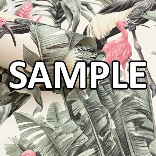 World of Wallpaper Manu Tropical Birds Wallpaper Pattern Match Wallpaper Sample for Living Room/Hallway/Bedroom Cream and Green AF0020 Sample