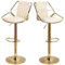 fortuna Lai Tabouret de Bar Velours, Lot de 2 Tabouret Bar Réglable Chaise Bar Haute Tabourets de comptoir avec Pied Doré, Chaise Haute Bar pour Bar/Îlot de Cuisine (Noir)