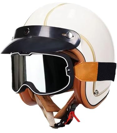 JATIBOSH Attache Fermement Vintage Casque Portable Et Sûre Cyclomoteur Casque, RéTro Demi Casque Boucle De Sécurité À Prise Rapide Casque Moto, pour Adapté Aux Motos ÉLectriques ECE Certifiés