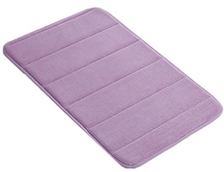 TINEASUR Coral Fleece Memory Foam Floor Mat Non-slip Bathroom Rug 50x80cm Purple Soft Absorbent Skid Resistance Mat for Bathroom and Bedroom Use