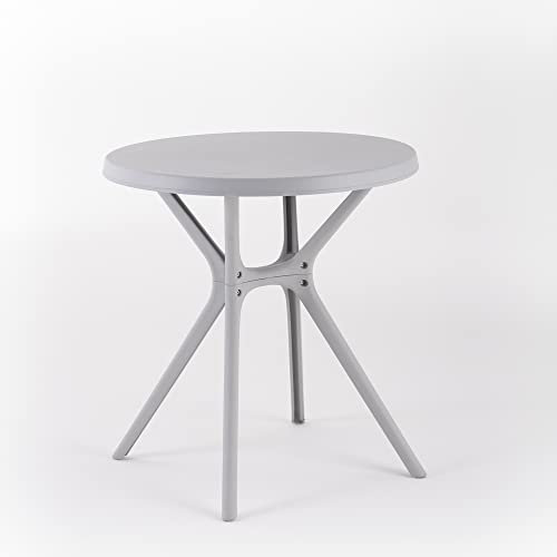 Ivan - Runder Tisch, 70 cm Durchmesser, aus Harz mit Glasfaser, modernes Design, geeignet für Innen- und Außenbereiche, geeignet für Bars, Restaurants, Eisdielen, Cafés (Hellgrau)