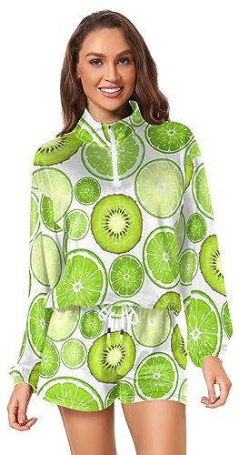 ZRWLUCKY Verde kiwi lima oro limón sudor conjunto para las mujeres cómodo conjunto de dos piezas conjunto casual, Verde Kiwi Lime Oro Limón, S
