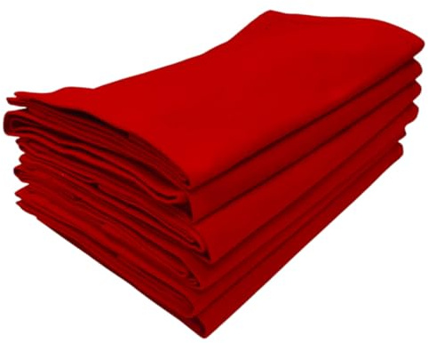 Penguin Home Hemstitched Pure Cotton Washable and Reusable Oversized Kitchen Cloth Napkins 6 Pack, Cloth Napkins for Table Dining, Events, Parties, Lunch - 50 x 50 cm, Christmas Red, Set of 6, GSM 190