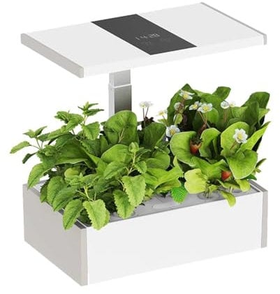 Spacetronik Smart Garden Indoor - Hydroponisches Anzuchtsystem mit Höhenverstellbares LED-Pflanzenlampe und Bewässerungssytem - 20 Hülsen, LCD-Display, 10L Wassertank