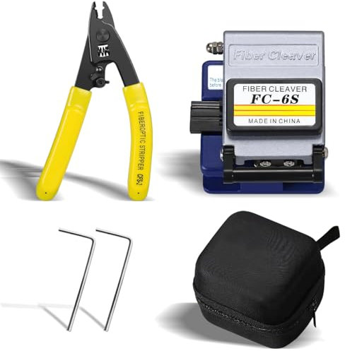 Coupleuse de fibre FC-6S avec 2 clés Allen + sac et dénudeur de fibre CFS-2, kit d'outils de coupe de fibre optique, longueur de coupe 9 à 16 mm, environ 36 000 temps de coupe