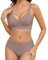 Tuopuda Bras for Women No Wired Support Full Coverage Comfort Seamless Bra V Neck Bralettes Wireless Push Up Bras and Knickers Sets Soft Sleep Everyday Bras with Bra Extender, Grey, M