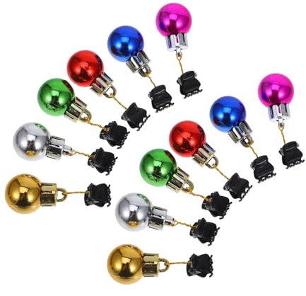 CRILSTYLEO 12 Glänzende Bartklammern Weihnachts-bartdekoration Bartschmuck Gesichtshaarkugeln Weihnachtsmann-bart Für Haare Jeder Länge Und Dichte