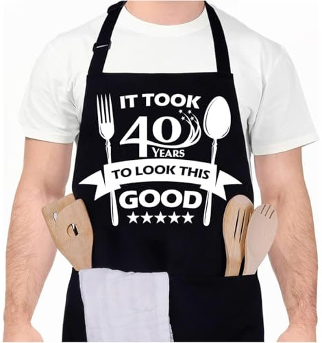 WWYSSZ Grillschürze für Männer Lustig, Geschenk 40 Geburtstag Männ, Küchenschürze Kochschürze Herren Grillschürzen, mit 3 Taschen, Schürze Herren Grill Geschenke für Männer, für Papa Opa Geburtstag