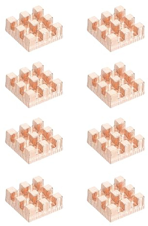 PATIKIL 8 Pz Dissipatore Di Calore In Rame 8x8x3mm Dissipatore Radiatore | Per Computer A Scheda Singola Chip CPU Power Transistor FET IC Power Amplifier