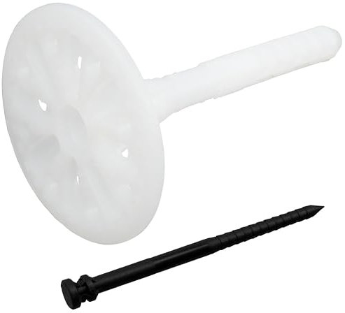 AERZETIX - Ensemble de 10 Chevilles d'isolation à Frapper Ø10x90 mm + 10 Clous 95 mm - en Nylon - Fixation de Panneaux Isolant Plaque Thermique polystyrène extrudé expansé