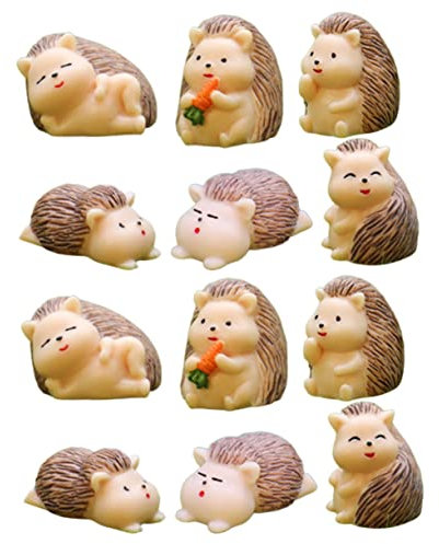 Toddmomy 12pcs Resin Hedgehog Figurines Micro Landscape Garden Decor Set, Realistic Hedgehog Ornament for Yard and Moss Terrarium, Simulation Animal Craft Decoration