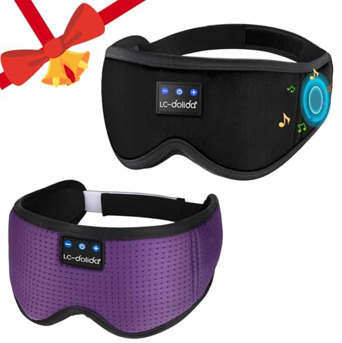 LC-dolida The Ultimate Relaxation kit - Bluetooth 3D Sleep Mask + Breathable Sleep Mask - 100% Total Blackout, Fully Adjustable, Zero Eye Pressure Eye Mask for Sleeping, Travels and Nap