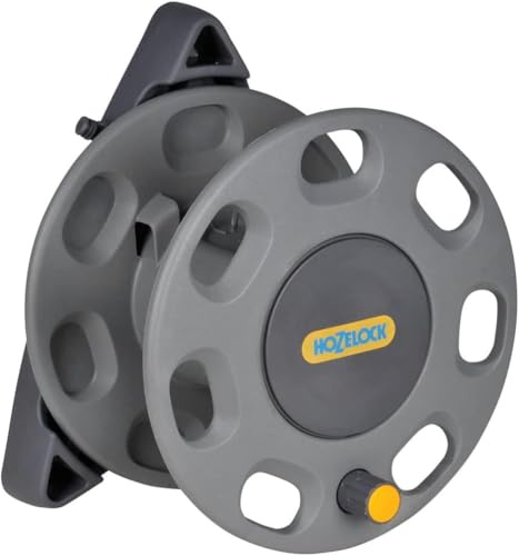 CAPRICAN 30m Compact Wall Mounted Hose Reel | Empty Reel Only for 12.5mm Hose | Manual Rewind Garden Hose Box | Includes Hose Guide & All Wall Fixings | Slim-Line Open Drum Design - 100-000-939