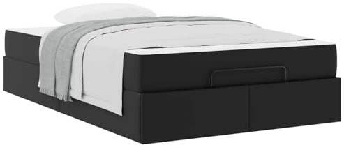 Owoxanthellate Bettgestell mit Matratze 120 cm schwarz Modernes Design mit Unterbett-Stauraum Gästebett Boxspringbett Komplettset für Schlafzimmer Jugendzimmer und Gästezimmer