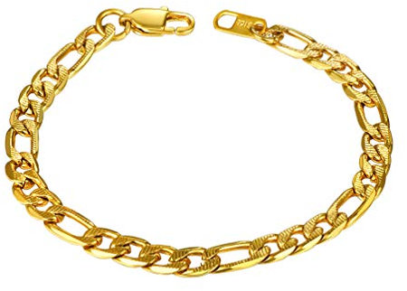 PROSTEEL Herren Armband 18k vergoldet Figarokette Armband 6MM Breit Fashion 3+1 Gliederarmband Armkette für Herren, Länge 21CM