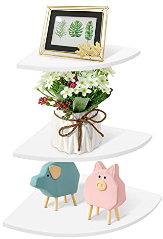 GOTOTOP 3 Eckregal Wandregal Hängeregal Hängeregal, Schwebendes Paneel weiß Schwebe-Eckregal 3 Stück schwimmende Regalbretter/MDF für Eingangsbereich, Wohnzimmer, Küche, Büro Dekos