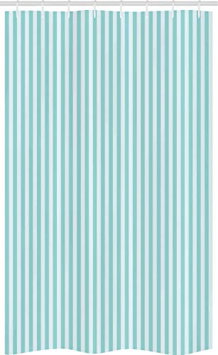 ABAKUHAUS Streifen Schmaler Duschvorhang, Vertikale Linie Muster, Badezimmer Deko Set aus Stoff mit Haken, 120 x 180 cm, Meeresgrün Hellblau