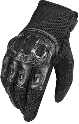 INBIKE Motorradhandschuhe Herren Motorcross Handschuhe Leder Atmungsaktiv Sommer Winter Downhill Handschuhe für Motorrad Fahrrad Rennrad Schwarz L