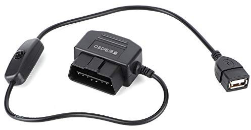 Akozon Chargeur OBD2 vers USB Câble de Chargement d'alimentation USB Chargeur de connecteur 16 Broches 18,7 Pouces pour caméra DVR de Voiture