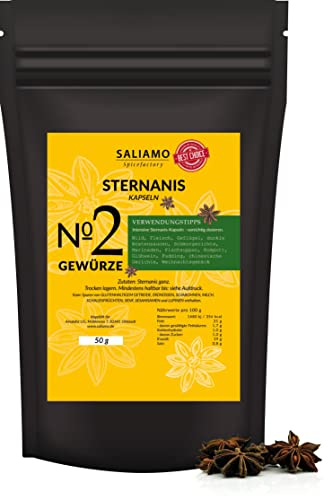50g Sternanis ganz, Intensiv im Geruch und Geschmack, zum Kochen, dekorieren, Backen