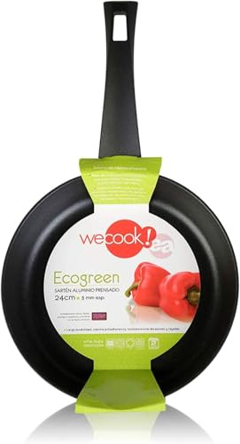 WECOOK! Ecogreen Bratpfanne 24 cm, Antihaftbeschichtung XYLAN Plus Ökologisch PFOA-frei, Gepresstes Aluminium, 3 mm Dick, Vitrokeramik, Gas, Geschirrspüler