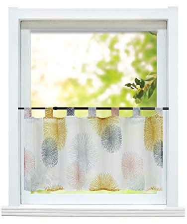 ESLIR Scheibengardine Küche Bistrogardine Modern Gardinen Transparent Kurzgardine mit Schlaufen Vorhänge Voile Gelb HxB 60x140cm 1 Stück