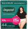 Depend FIT-FLEX Inkontinenz-Unterwäsche für Frauen, Einweg, maximale Saugfähigkeit, XXL, Blush, 44 Stück (2 Packungen mit je 22 Stück) (Verpackung kann variieren)