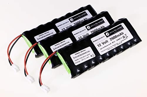 3X Ersatz - Akku geeignet für Rollladensteuerung NiMH Varta AA 12,0 V / 2600mAh - für Dachfenster, Rollladen, ROTO ZEL 12V/2,1 Ah WDT-S RT2 SF G2/G3/G4 Roto Akku. Mit ca. 20% mehr Leistung!
