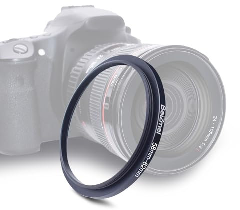 Filter Adapter von 58 mm auf 62 mm, kompatibel mit Allen 58 mm, Objektiv mit 62 mm, UV, ND, CPL, Filter, 58 mm Objektiv zu 62 mm, Kamerafilter (58-62 mm)