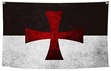 Tempelritter-Kunst-Banner, Vintage-Stil, mittelalterlicher Krieger, Kreuzritter, Wandkunst, Flaggen, Wandbild, Leinwand, Gemälde, Heimdekoration, 96 x 144 cm