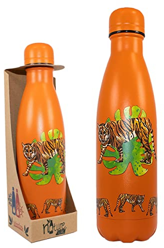 NatureVac - Tiger von Deluxebase. Isolierte, wiederverwendbare Reise-Vakuumflasche für heißes Wasser, Kaffee, Tee