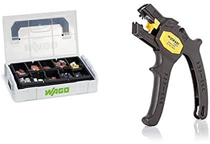 WAGO Original-Set, L-Boxx Mini, Verbindungsklemmen mit Hebel, Dosenklemmen, 887-950 (146 Teile) & JOKARI 20050 Abisolierzange Super 4 plus, Schwarz, 1 Stück