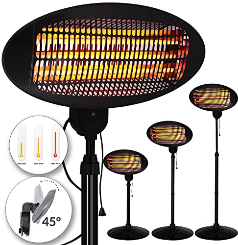 Monzana® Stufa Elettrica Fungo Riscaldante Infrarossi 3 Livelli di Calore 2000 Watt Interno Esterno