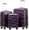 COOLIFE Hard Shell Suitcase with TSA Lock and 4 Spinner Wheels Lightweight Durable (Grayish Purple, 3 Pcs Set)