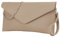 SH Leder Echtleder Clutch Umhängetasche kleine Tasche elegant Abendtasche in genarbt Rindleder mit Tragkette 31,5x16,5cm Saya G369 (Helltaupe)