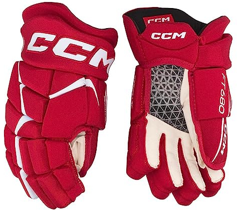 CCM Jetspeed FT680 Eishockey Handschuhe Senior (Rot/Weiß, Größe: 13)