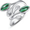 Malachit 925 Sterling Silber Malachite Ring Blattring für Frauen Ring für Mädchen Finger Leaf Ringe Weihnachten Geschenk
