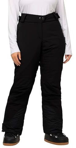 Ulla Popken Damen Funktionshose Skihose Wasserdicht, Uni Hose, schwarz, 48