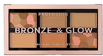 Profusion Cosmetics Bronze and Glow, 6 Farbtöne Bronzer Palette für faszinierenden Look, erzielen Sie natürlichen Glanz mit lang anhaltendem und voller Deckkraft Bronzer, ideal für sonnengeküsste