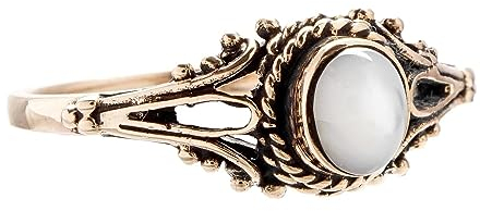Windalf Damen Ring ALICIA 7 mm Mittelalter-Schmuck Perlmutt Bronze (Bronze, 56 (18))