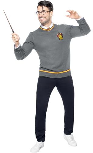 Funidelia | Gryffindor Pullover - Harry Potter für Herren und Damen Das beste Merchandising, um echte Fans zu Weihnachten, Geburtstagen oder anderen Anlässen zu beschenken - Grau/Silber