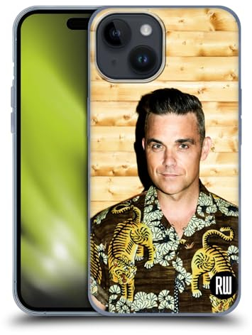 Head Case Designs Offizielle Robbie Williams Tiger Drucke Shirt Kalendar Soft Gel Handyhülle Hülle kompatibel mit Apple iPhone 15