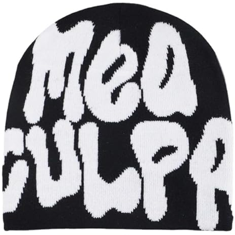 HYPEHOME Y2k Beanie Damen Winter Strickmütze Skull Cap Slouchy Beanie für Herren, Schwarz-1, Einheitsgr��e